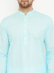 Men's Aqua Cotton Kurta