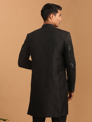 Men's Black Viscose Sherwani Only Top