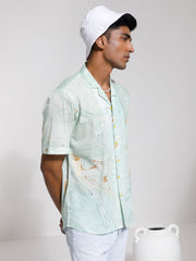 Men's Mint Green Cotton Ethnic Shirt