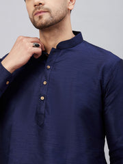 Men's Blue Silk Blend Kurta