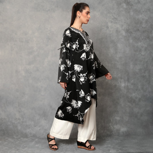 Embroidered Floral Printed Kurta