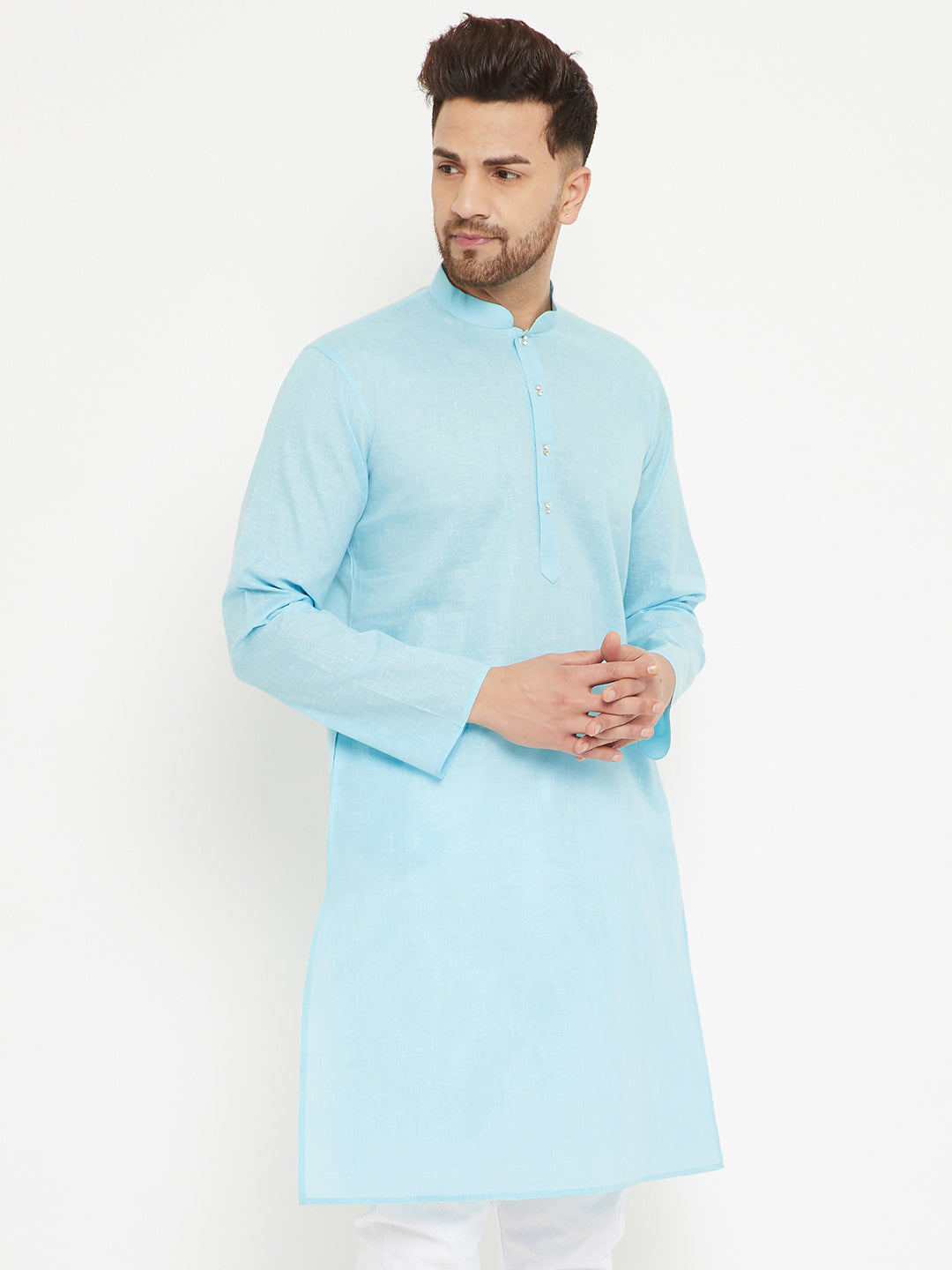 Men's Aqua Cotton Blend Kurta