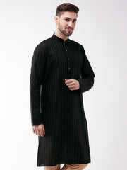 Men's Black Cotton Blend Kurta