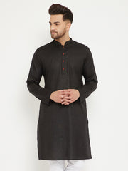 Men's Black Cotton Blend Kurta