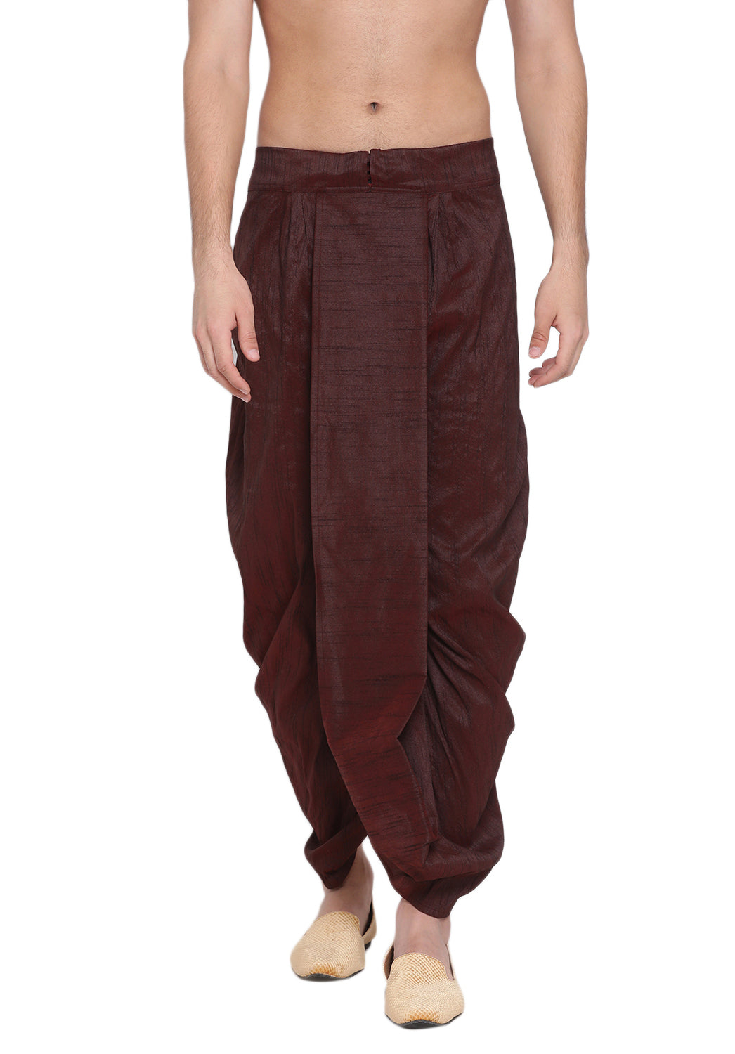 Men's Wine Silk Blend Dhoti