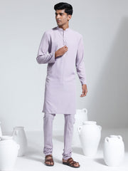 Men's Purple Crepe Kurta And Pyjama