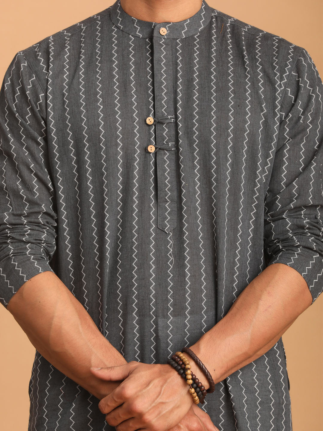 Men's Grey Cotton Kurta