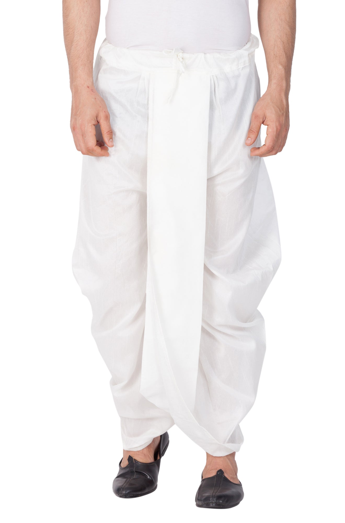 Men's White Silk Blend Dhoti