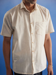 Men's Cream Cotton Ethnic Shirt