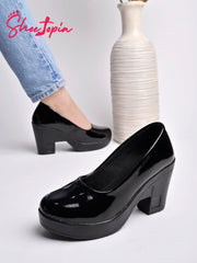 Shoetopia Solid Black Pumps For Women & Girls