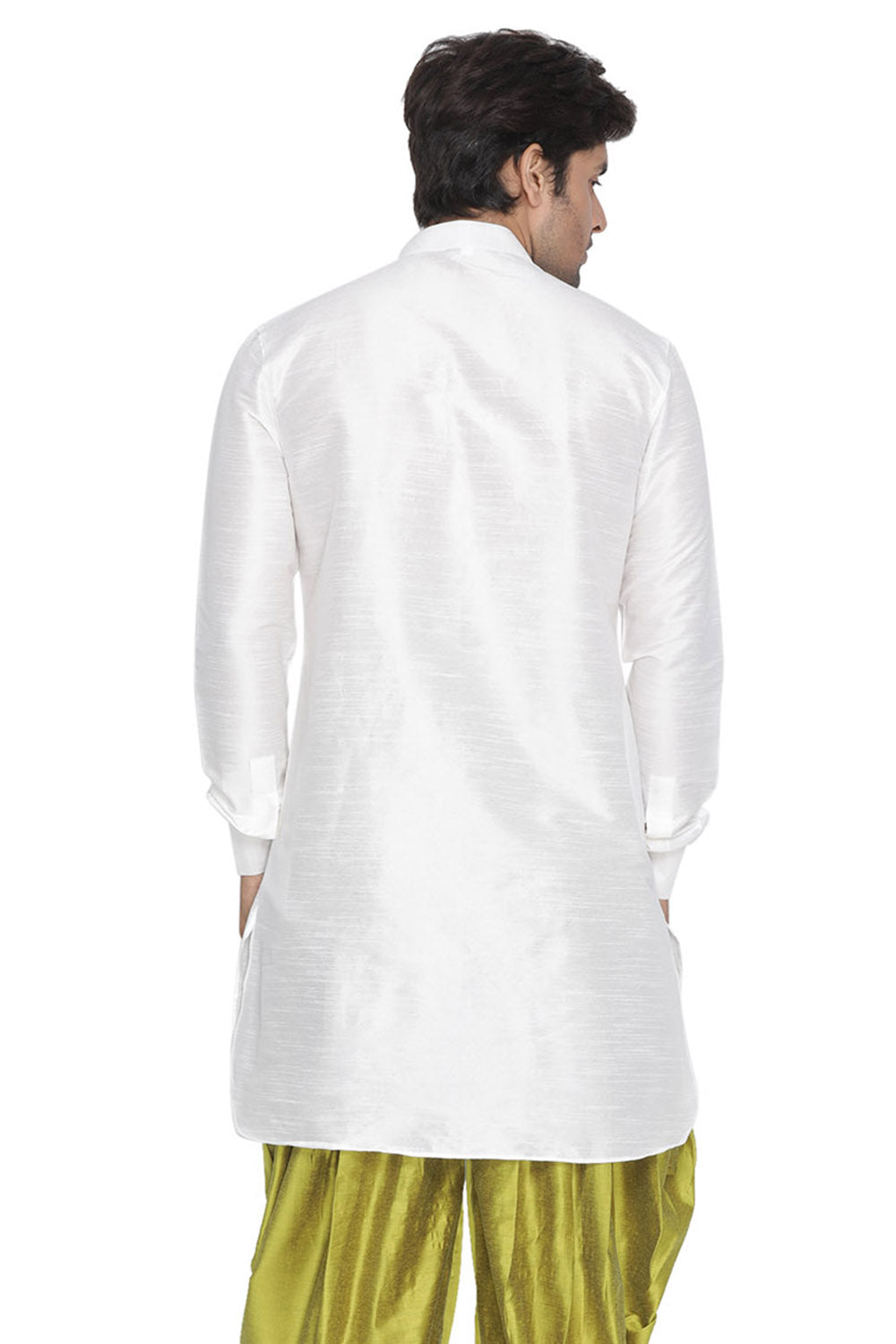 Men's White Silk Blend Kurta