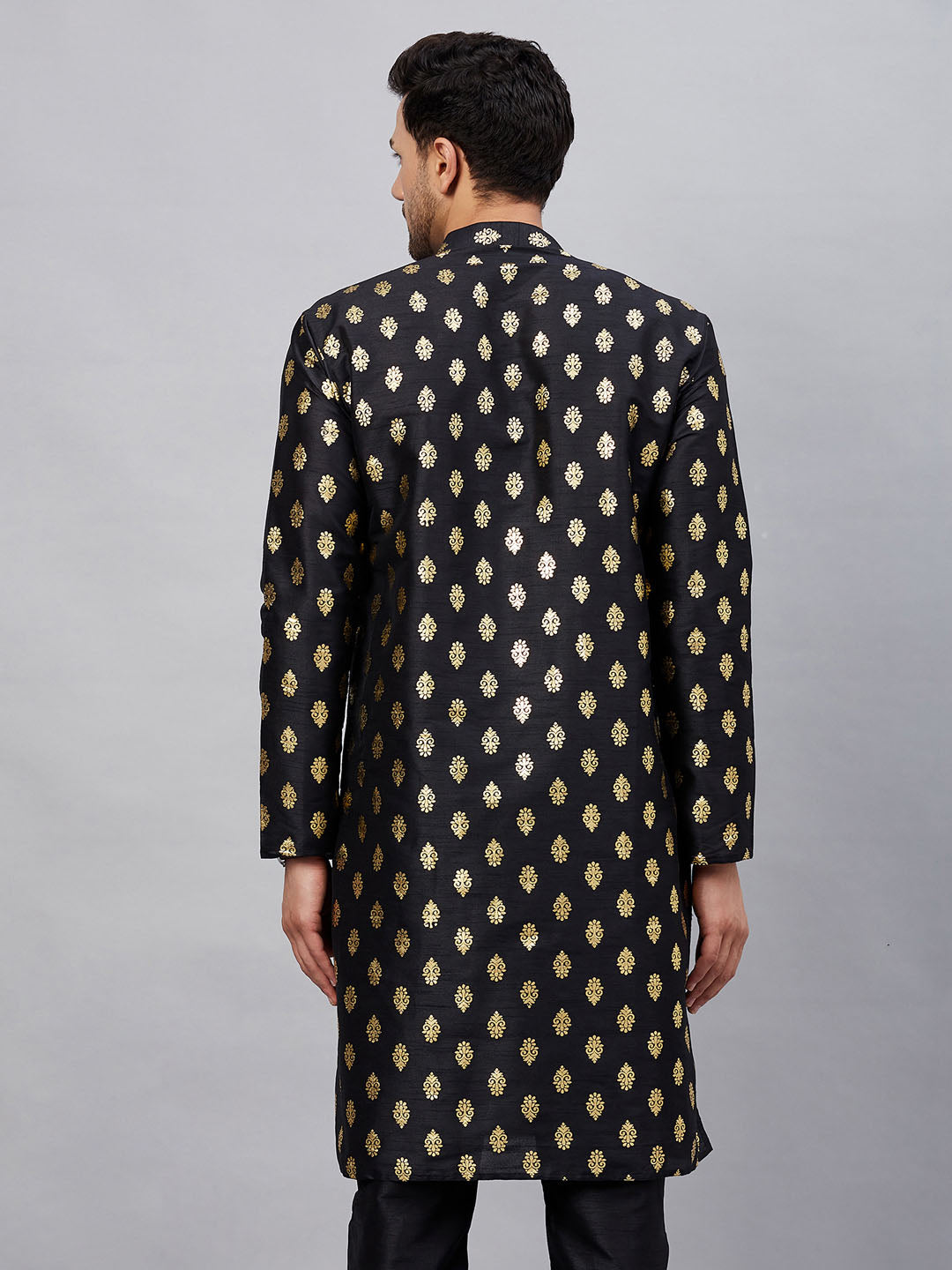 Men's Black Dupion Silk Kurta