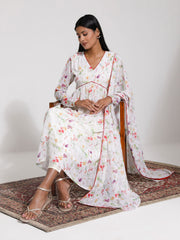 Women's Multicolour-Base-Cream Kurta Set