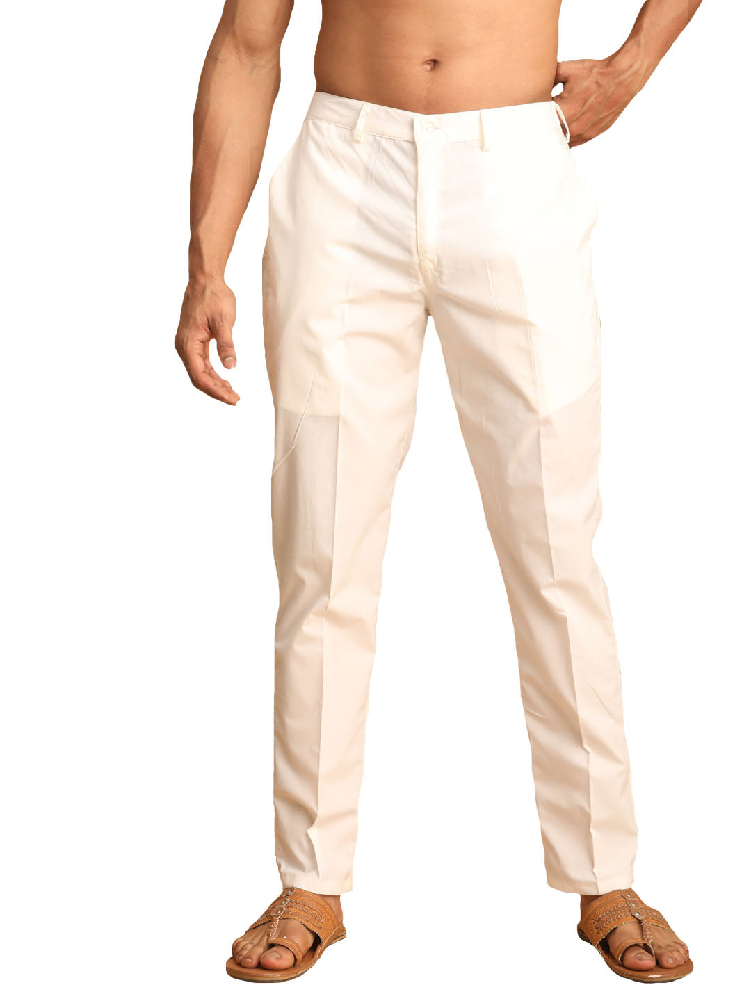 Men's Cream Cotton Pant Style Pyjama