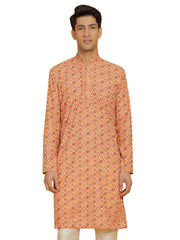 Men's Orange Maslin Kurta