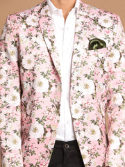 Men's Pink Printed Satin Twill Blazer