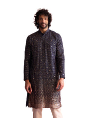 Men's Navy blue Georgette Kurta