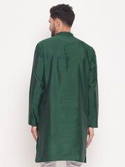 Men Green Silk Blend Kurta