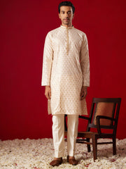 Men's Peach Silk Blend Kurta Pyjama Set