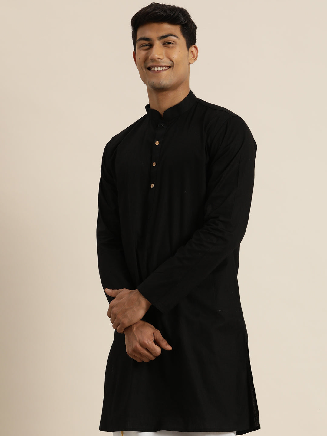 Men's Black Cotton Kurta