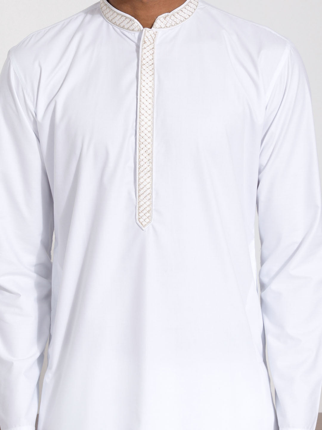 Men's White Cotton Kurta Pyjama Set