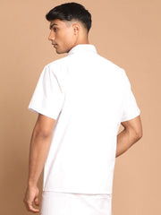 Men's White Cotton Ethnic Shirt