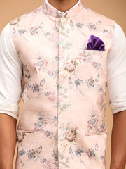 Men's Multicolor-Base-Peach - Nehru Jacket