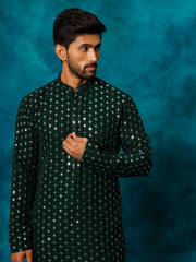 Men's Green Georgette Kurta Pyjama Set