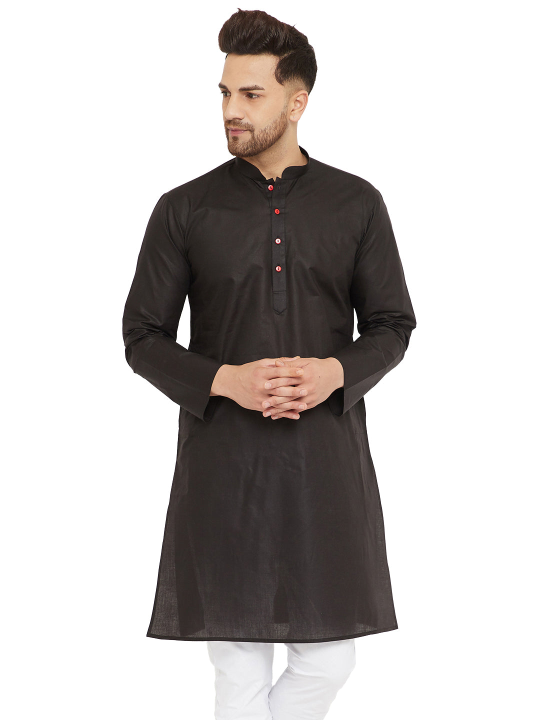 Men's Black Cotton Kurta