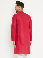 Men's Maroon Cotton Kurta