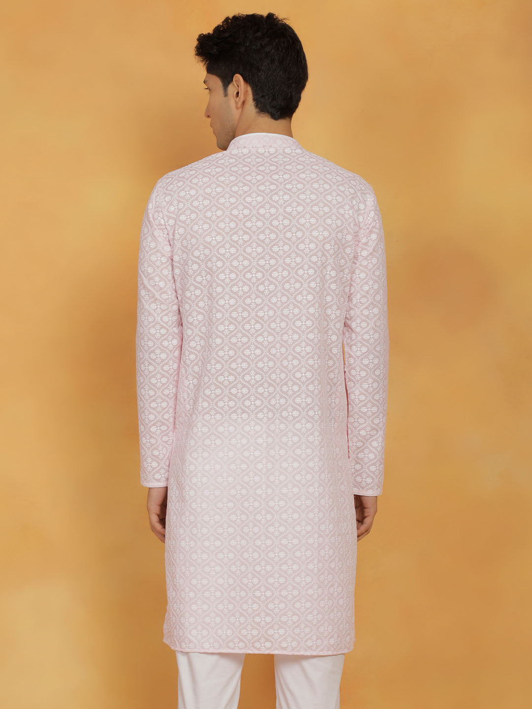 Men's Pink Cotton Kurta