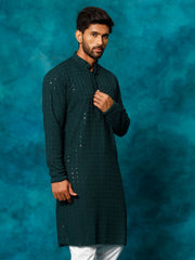 Men's Green Rayon Cotton Kurta