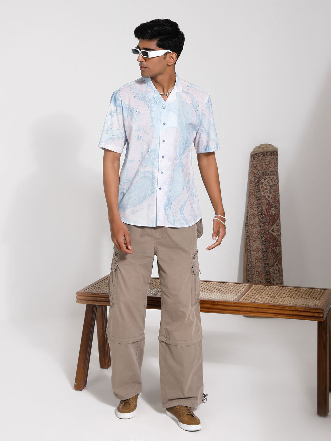 Men's Lavender Cotton Ethnic Shirt