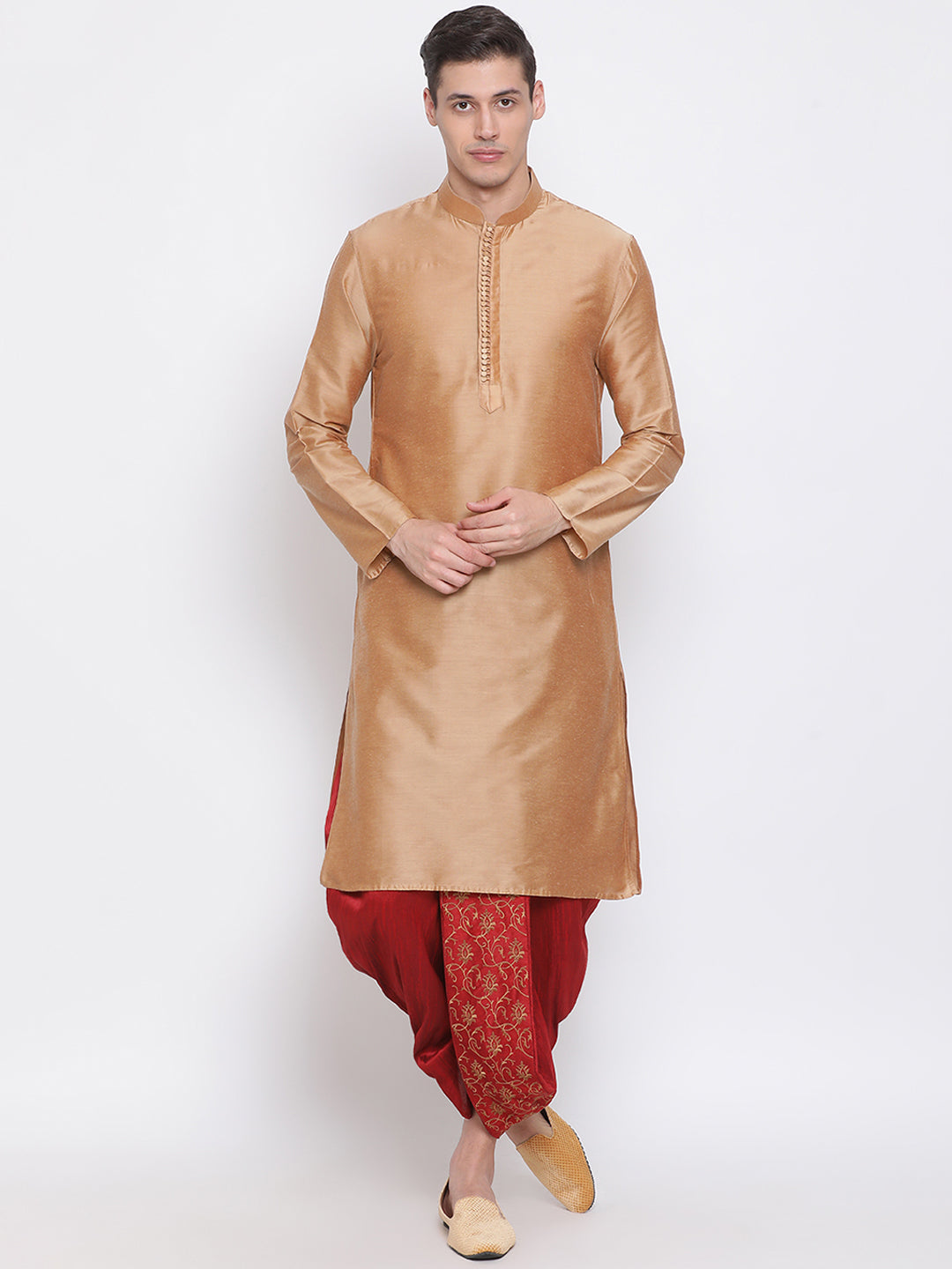 Men's Maroon Silk Blend Dhoti