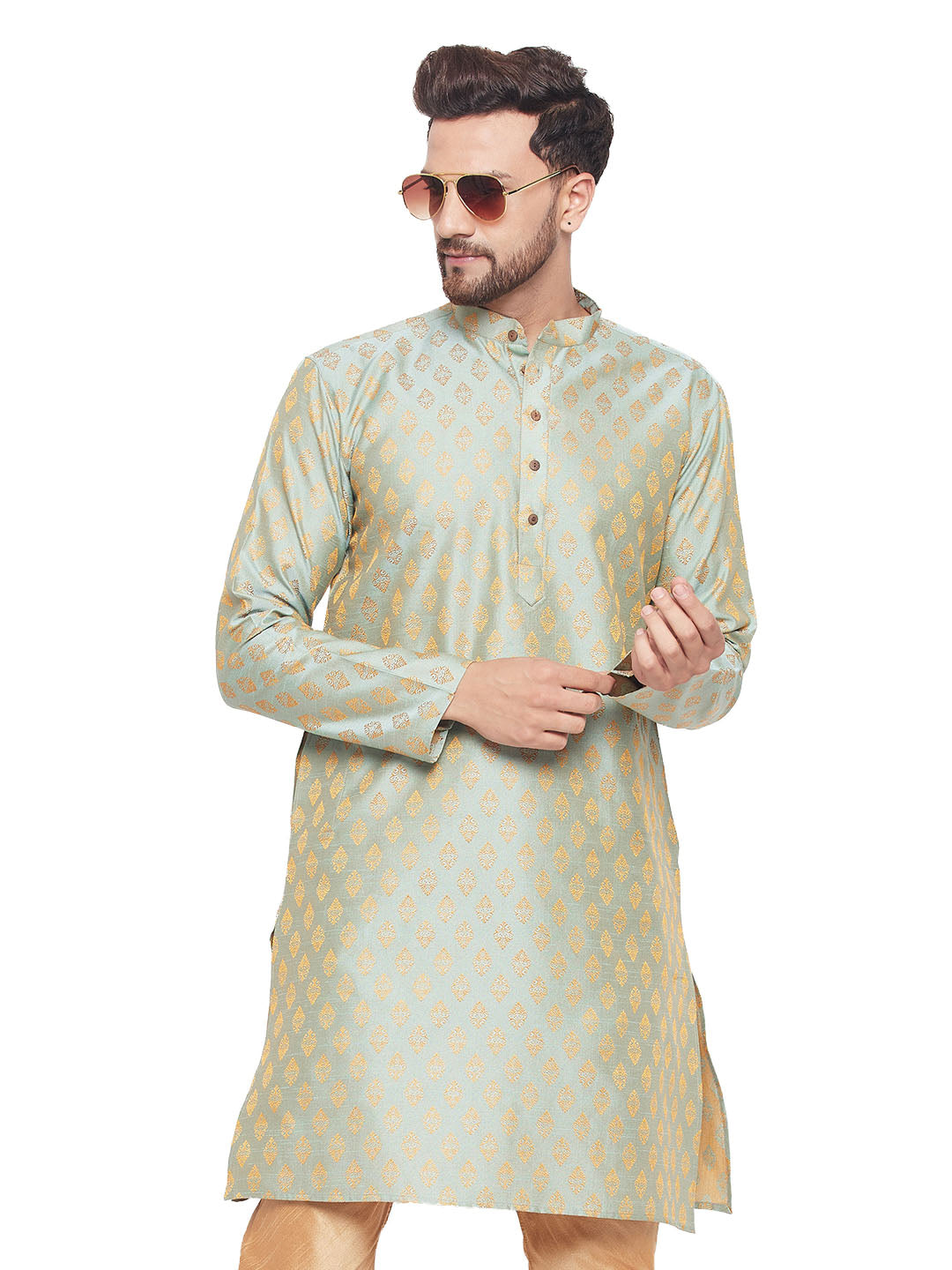 men-mint-green-silk-blend-kurta-1