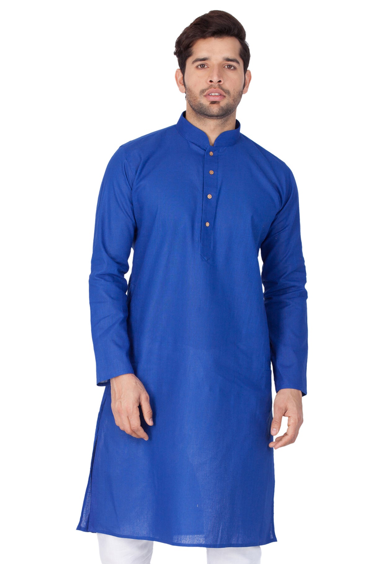 Men's Blue Cotton Linen Blend Kurta