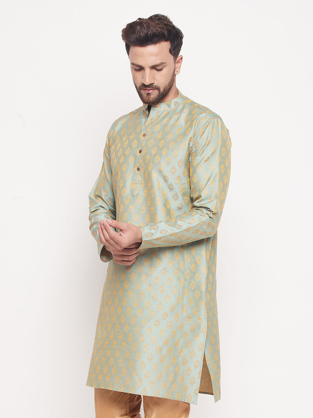 men-mint-green-silk-blend-kurta-1