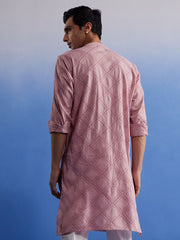 Men's Pink Cotton Kurta