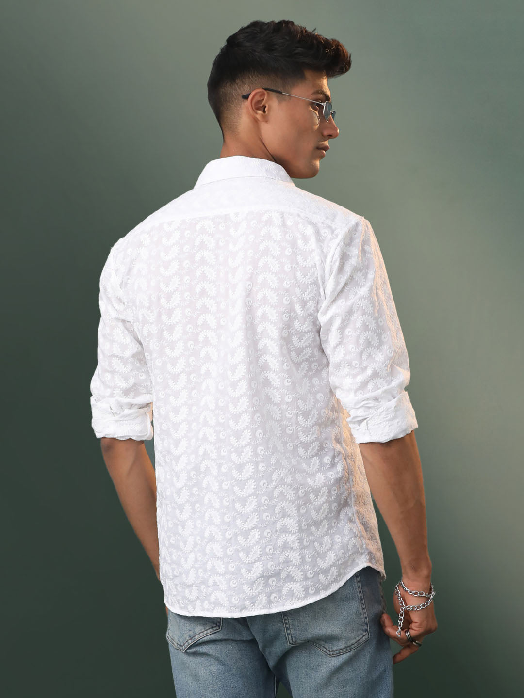 Men's White Cotton Ethnic Shirt