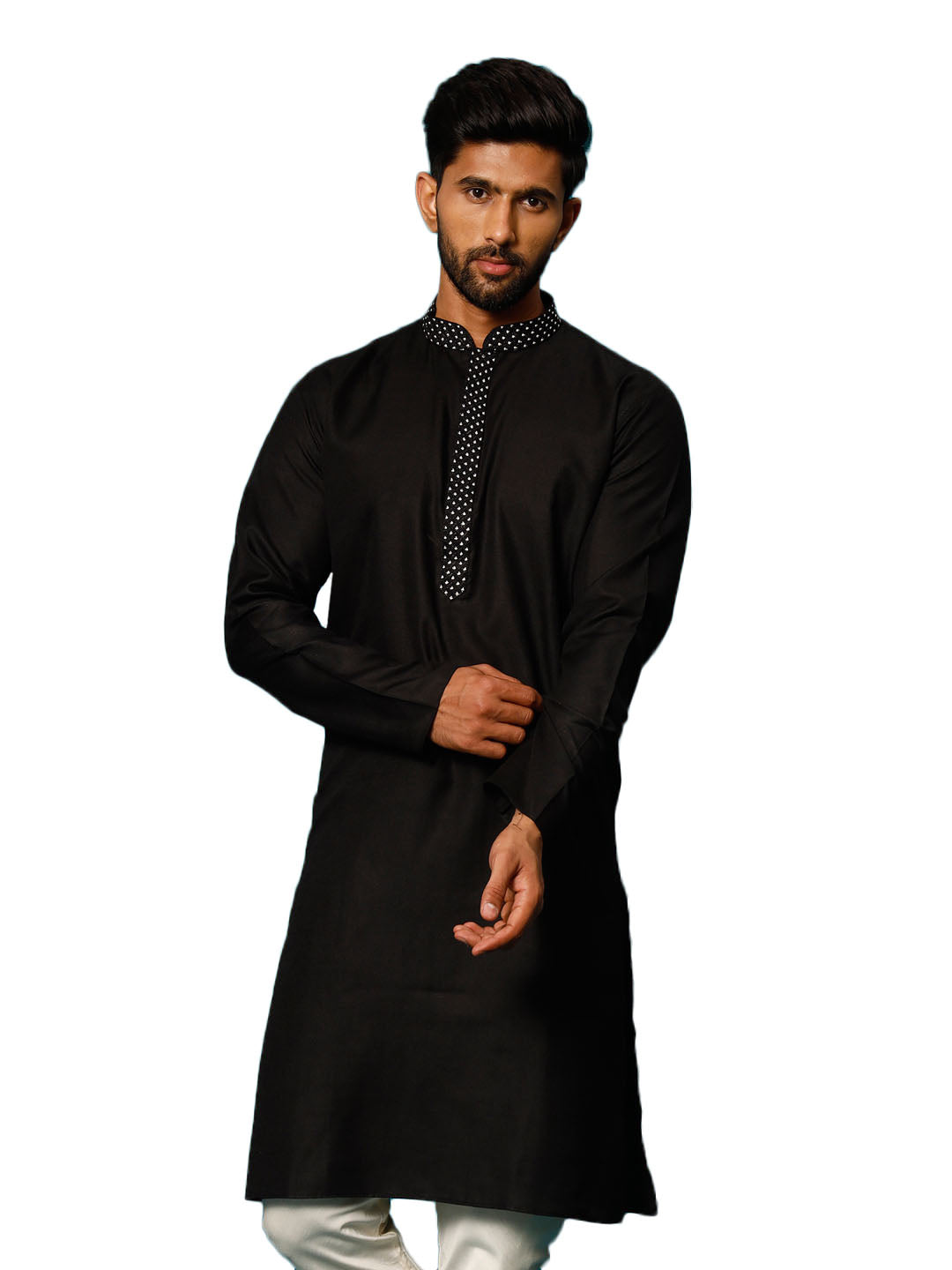 Men's Black Cotton Blend Kurta