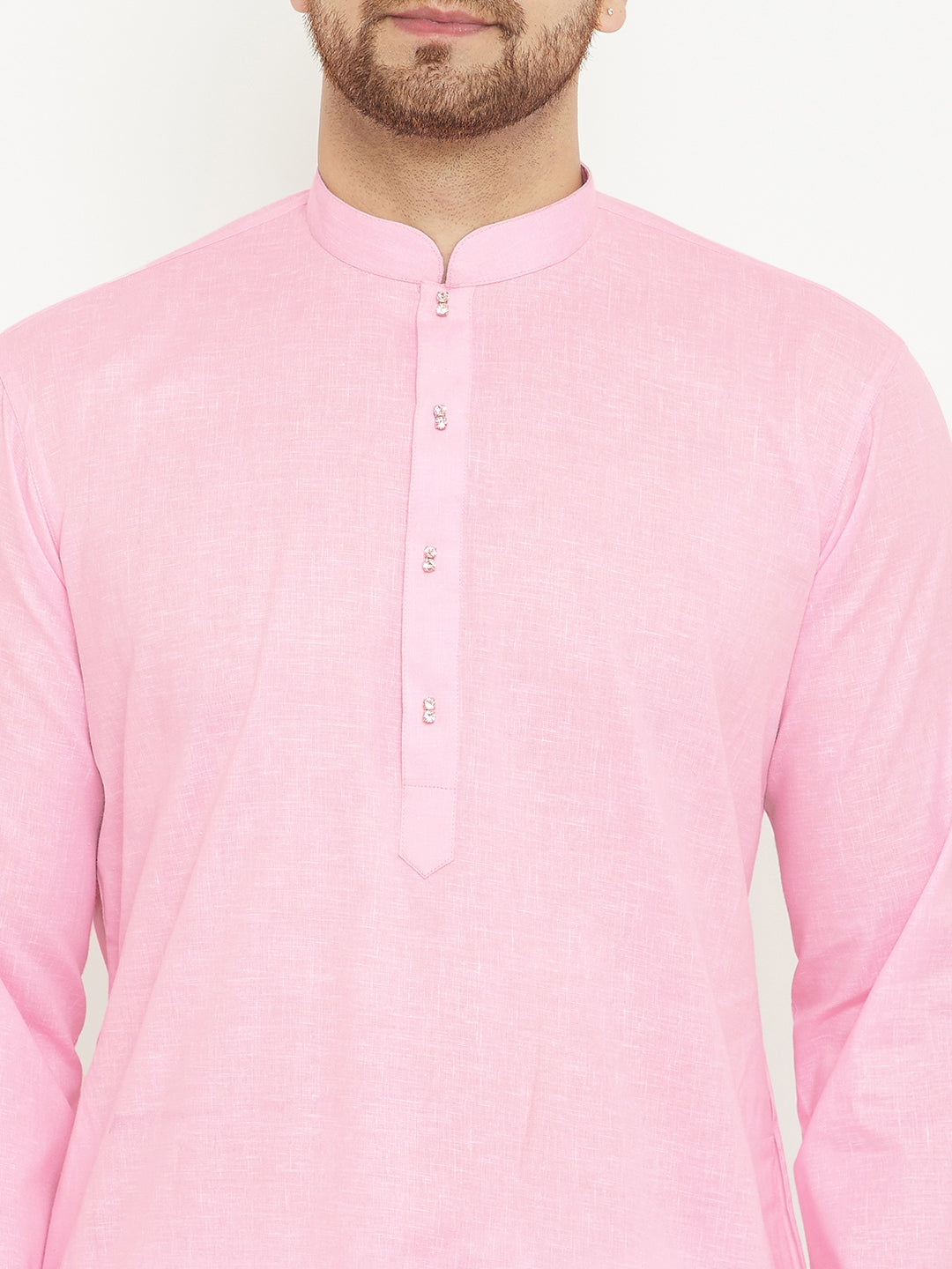 Men's Pink Cotton Blend Kurta