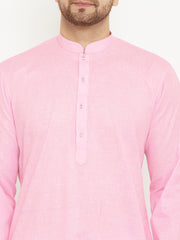 Men's Pink Cotton Blend Kurta