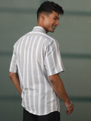 Men's Gray Cotton Ethnic Shirt