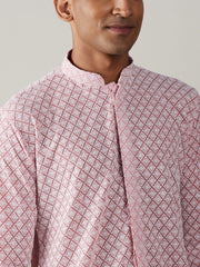 Men's Pink Georgette Kurta