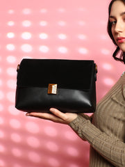 Women's The Velvet Block Shoulder Bag - Midnight Black