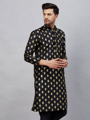 Men's Black Dupion Silk Kurta