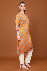 Gia Printed V Neck Kurta