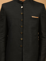 Men's Black Viscose Sherwani Set