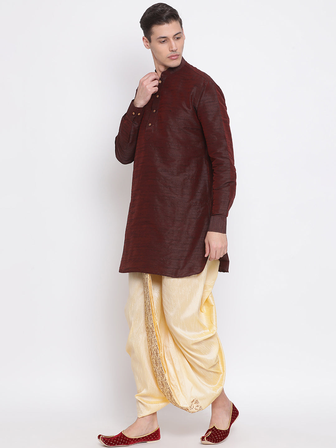 Men's Gold Silk Blend Dhoti