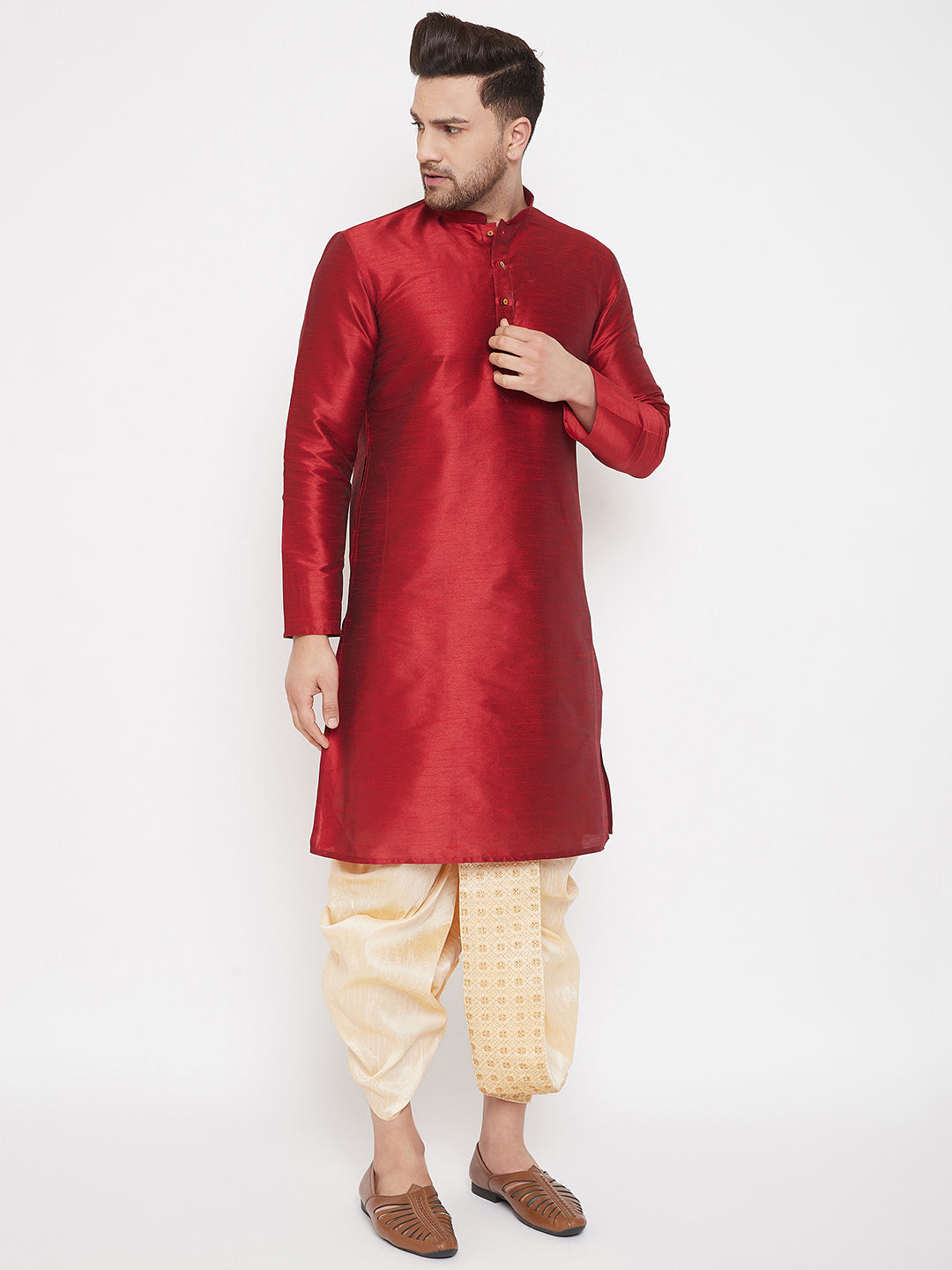 Men's Gold Embroidred Dhoti